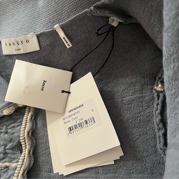 SOLD BNWT Sandro Infinity Cropped Cardigan Blue XS MSRP $295 - Picture 12 of 15